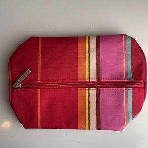 Clinique cosmetic bag striped red